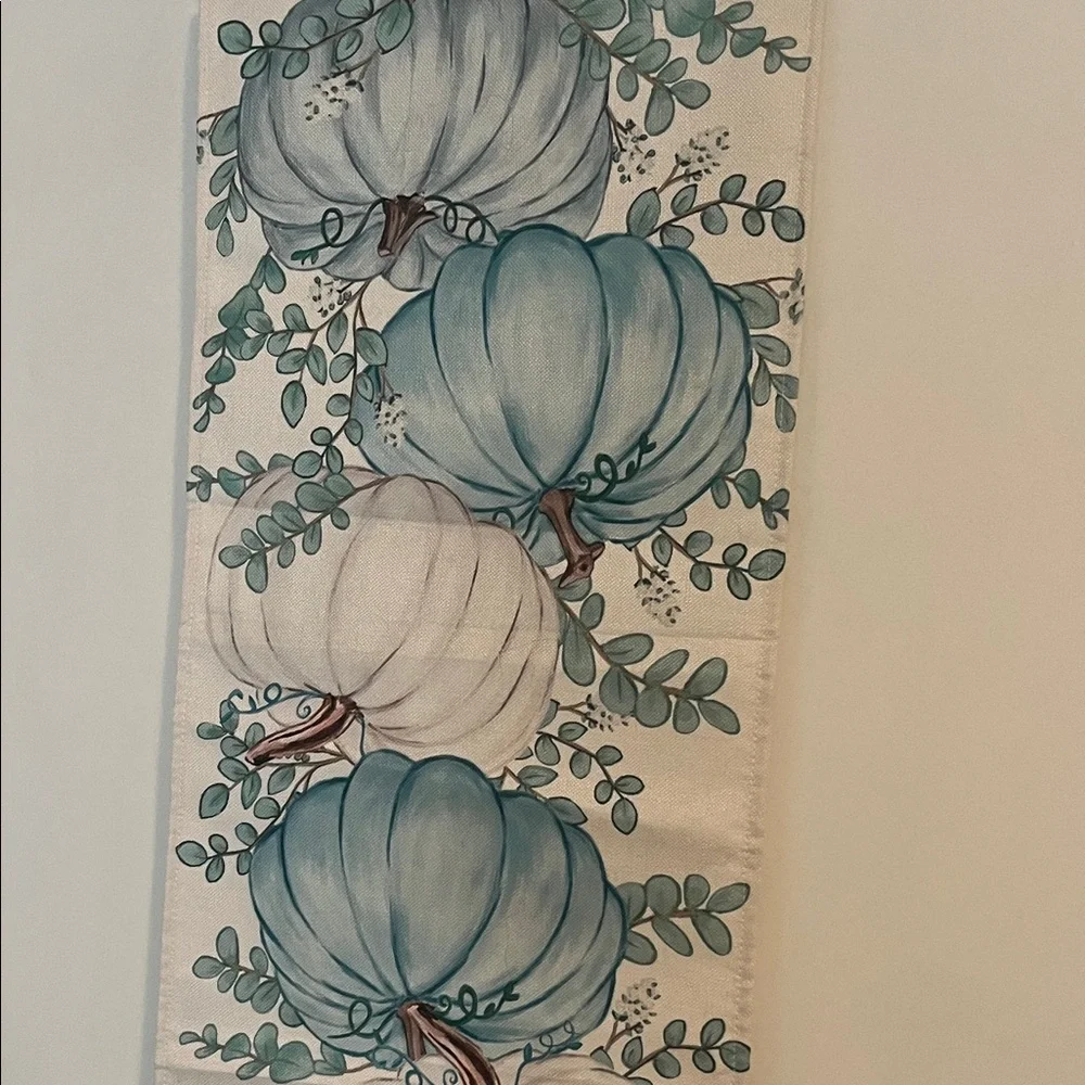 Blue and White Pumpkin Table Runner Table cloth farmhouse fall autumn